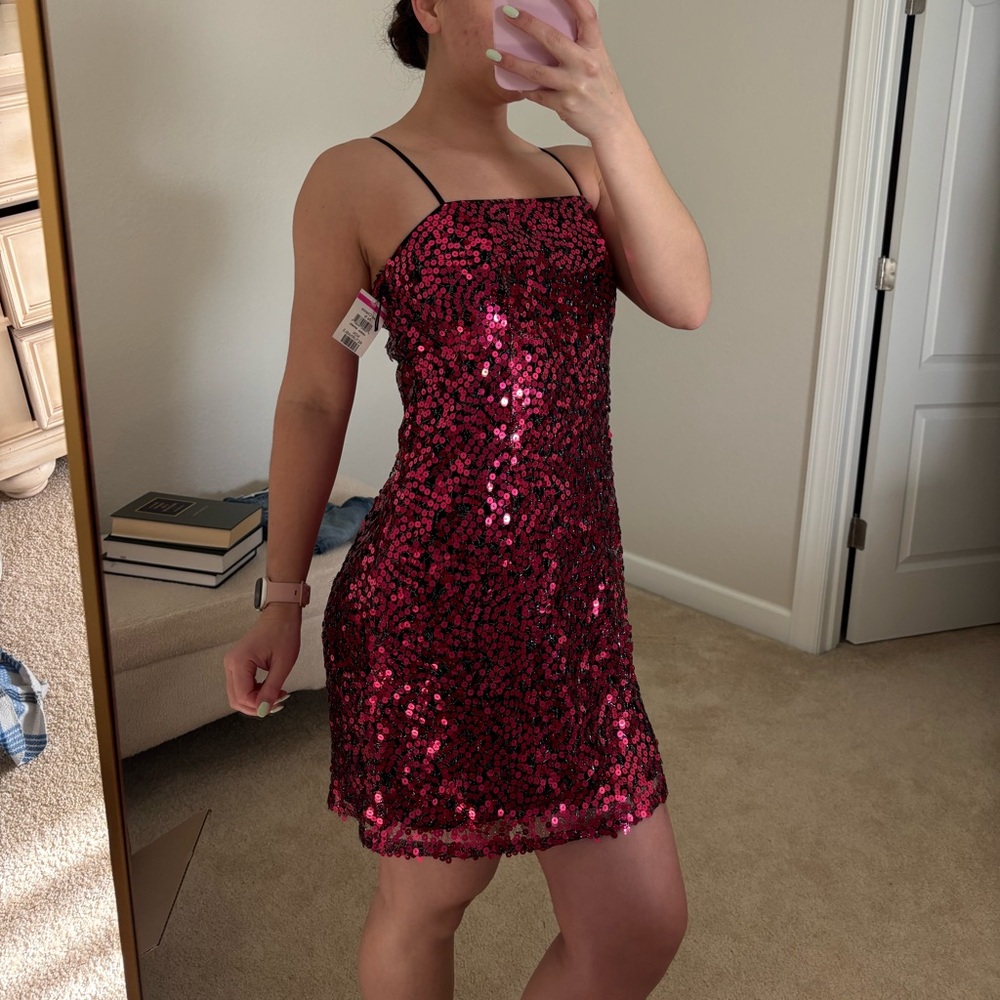 Leith Fuchsia Sequin Dress